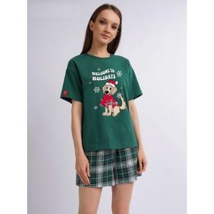 Комплект (шорты/джемпер) CLEVER Новый год, Цвет т.зелёный/молочный